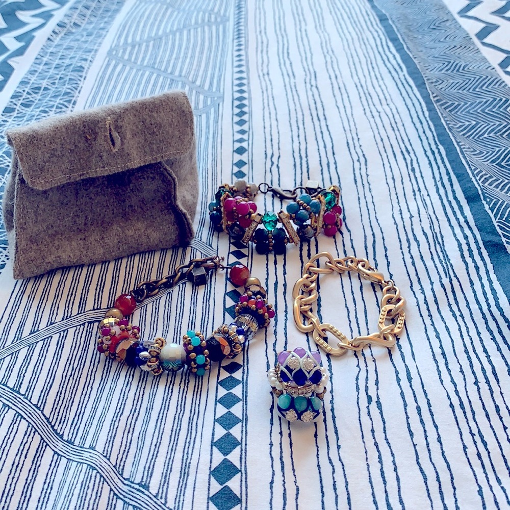 Anthropology unique bracelets and ring